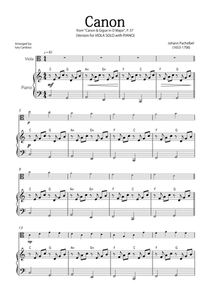 "Canon in D" by Pachelbel - Version for VIOLA SOLO with PIANO