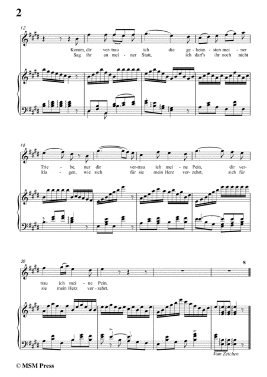 Mozart-Komm,liebe zither,in E Major,for Voice and Piano Zither scores gallery preview page 4