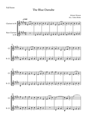 The Blue Danube (Waltz by Johann Strauss) for Clarinet in Bb & Bass Clarinet in Bb Duo