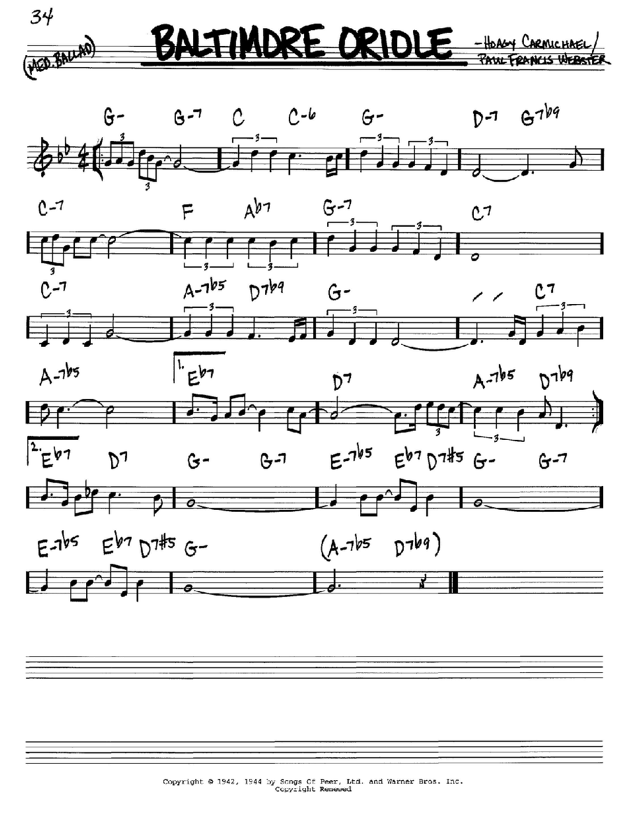 Baltimore Oriole C Instrument scores gallery preview page 1