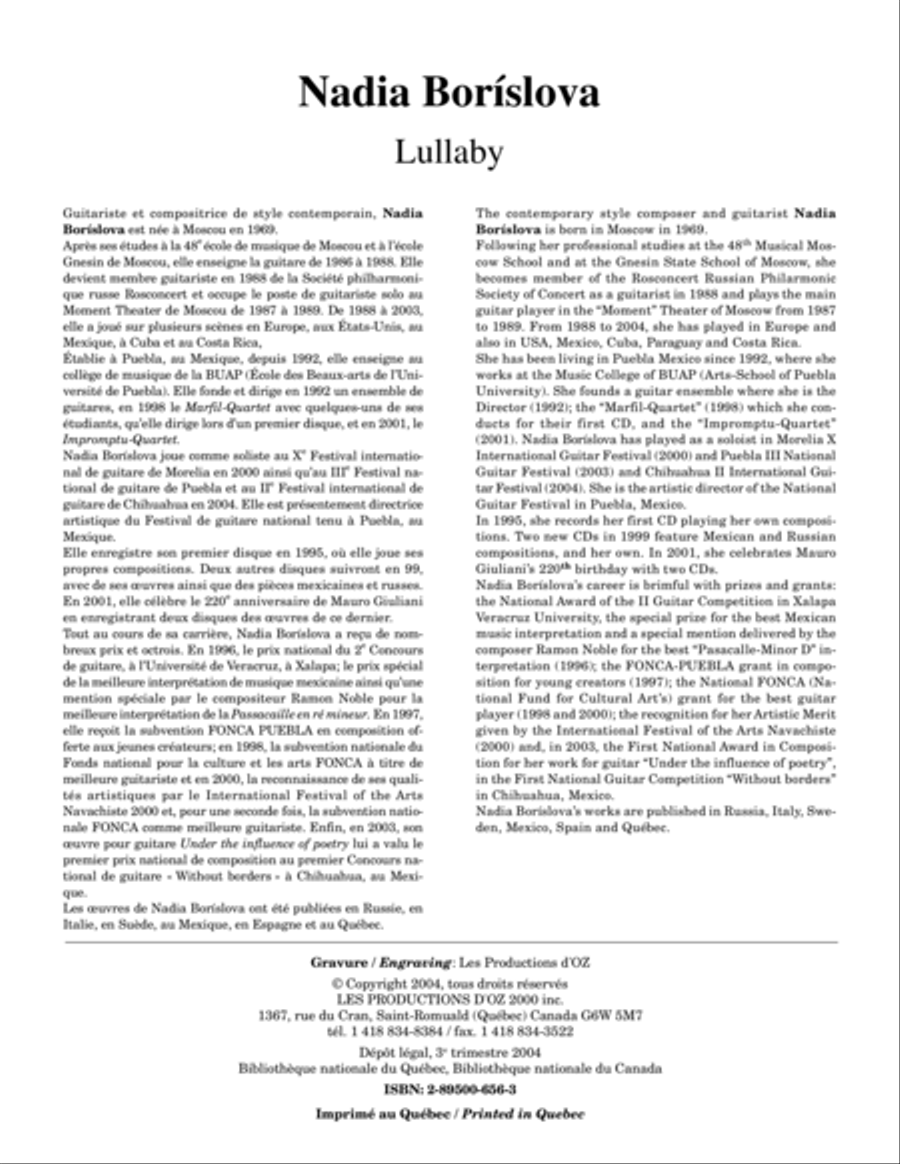 Lullaby Lullaby Guitar Ensemble scores gallery preview page 1