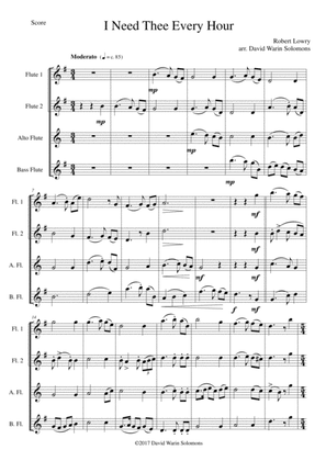 Variations on I Need Thee Every Hour for Flute quartet (2 C flutes, alto flute, bass flute)