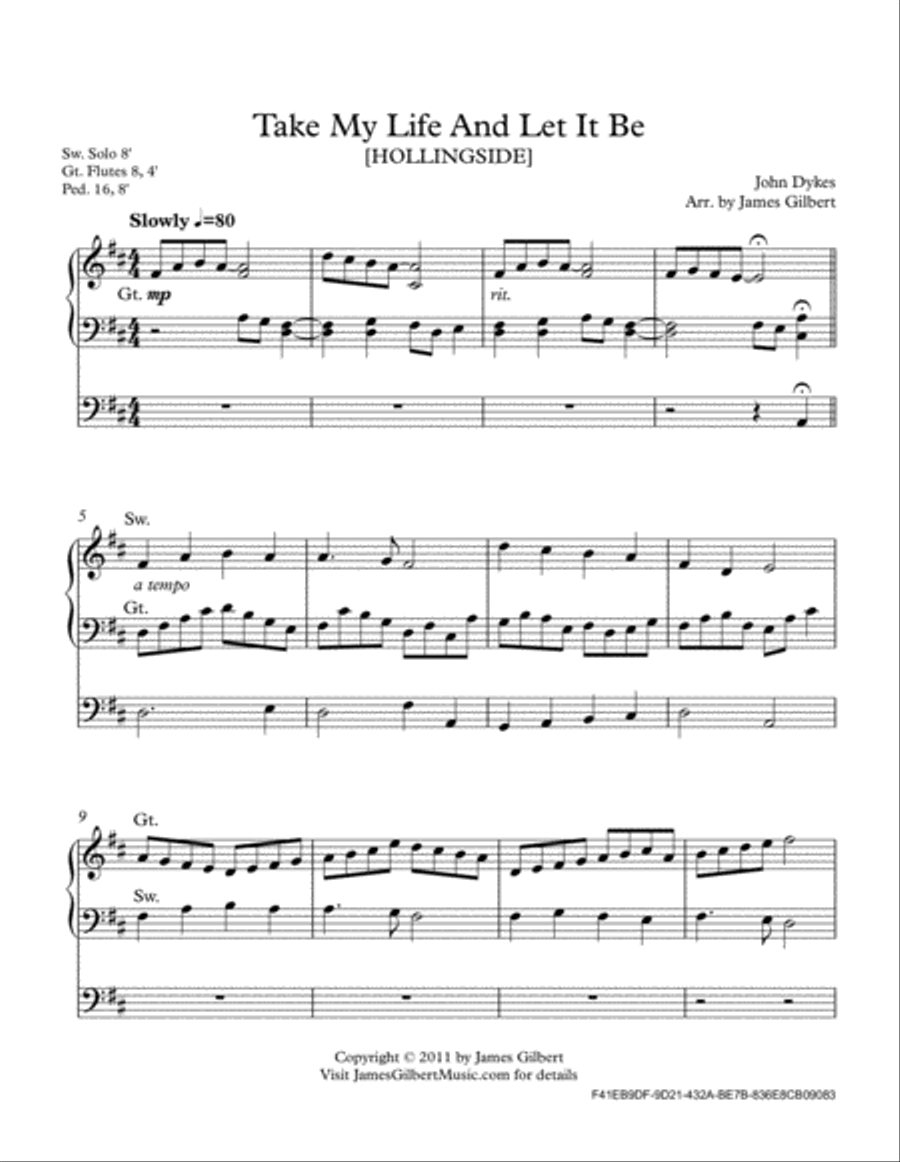 Take My Life And Let It Be Organ Solo scores gallery preview page 2