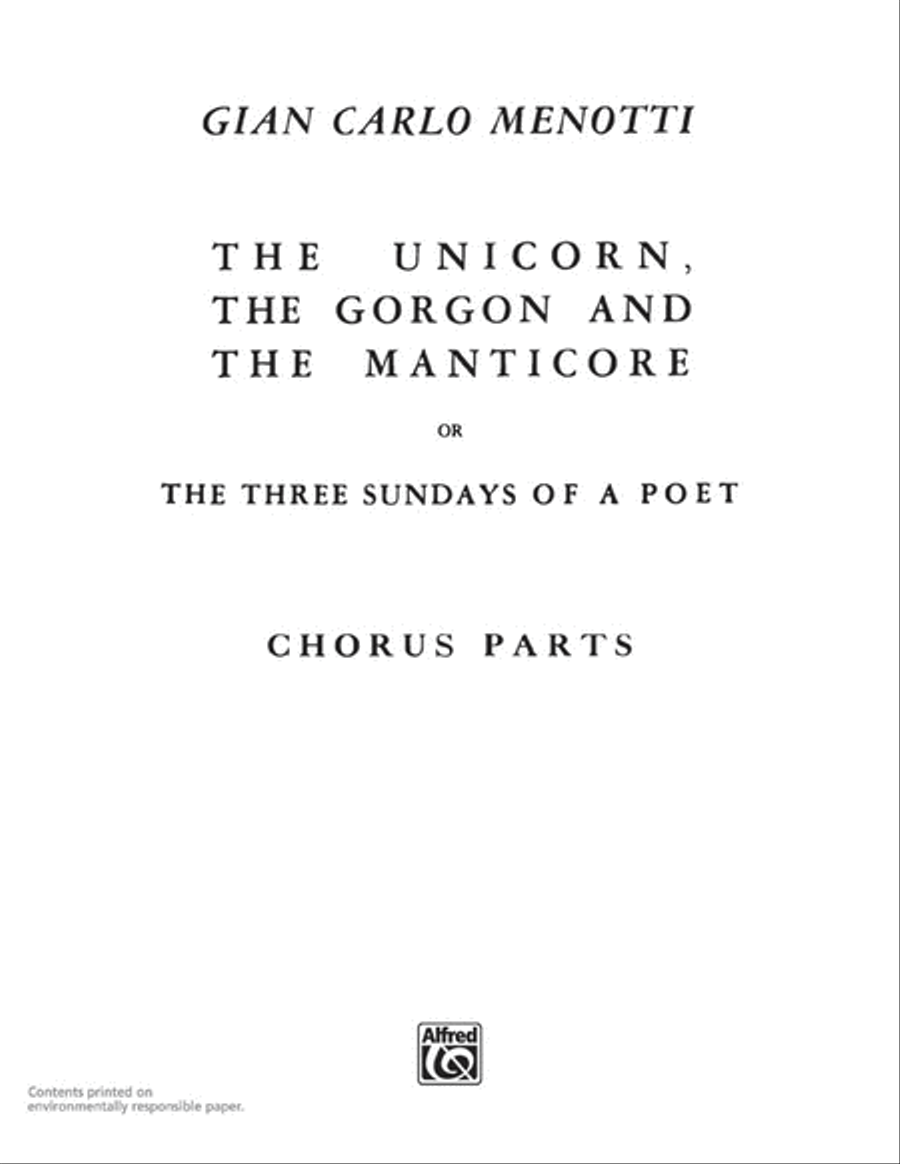 The Unicorn, the Gorgon and the Manticore (Operetta)