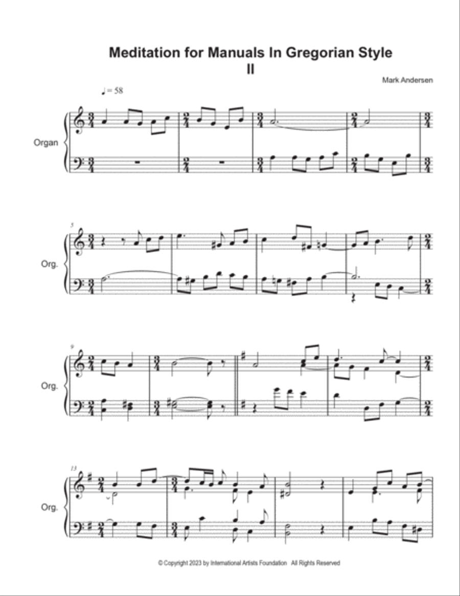 Meditation for Manuals In Gregorian Style by Mark Andersen Organ Solo scores gallery preview page 5