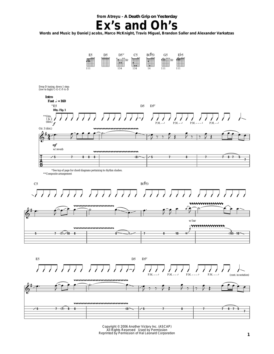Ex's And Oh's Acoustic Guitar scores gallery preview page 1