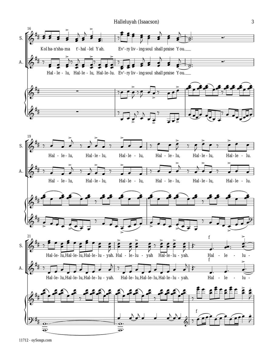 Halleluyah (Psalm 150) SSA scores gallery preview page 3