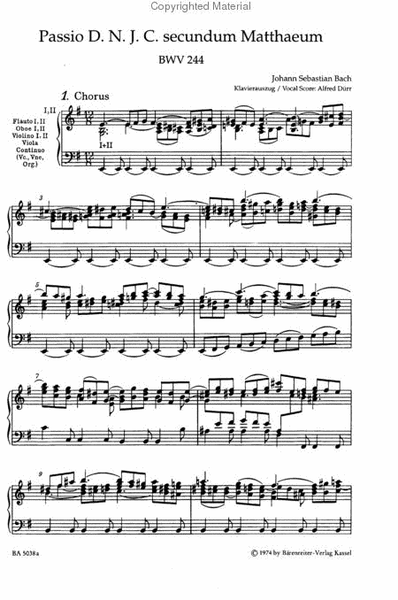 Matthaus-Passion BWV 244 by Johann Sebastian Bach 4-Part - Sheet Music