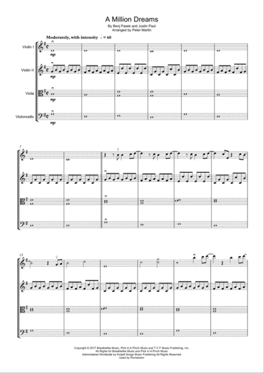 A Million Dreams String Quartet scores gallery preview page 3