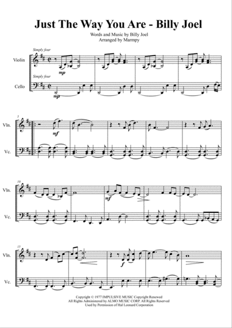 Just The Way You Are Set of Parts scores gallery preview page 1