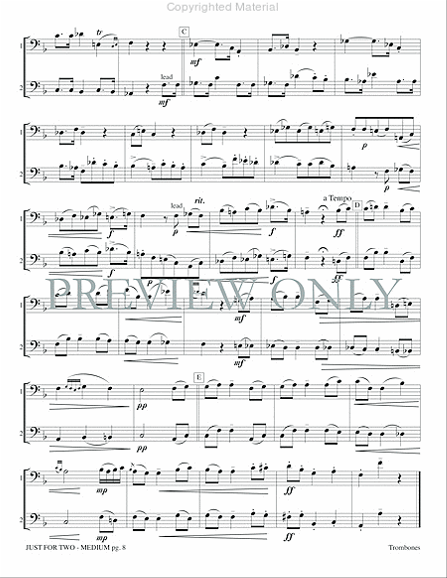 Just for Two Medium Just for Two Medium Trombone Duet scores gallery preview page 10