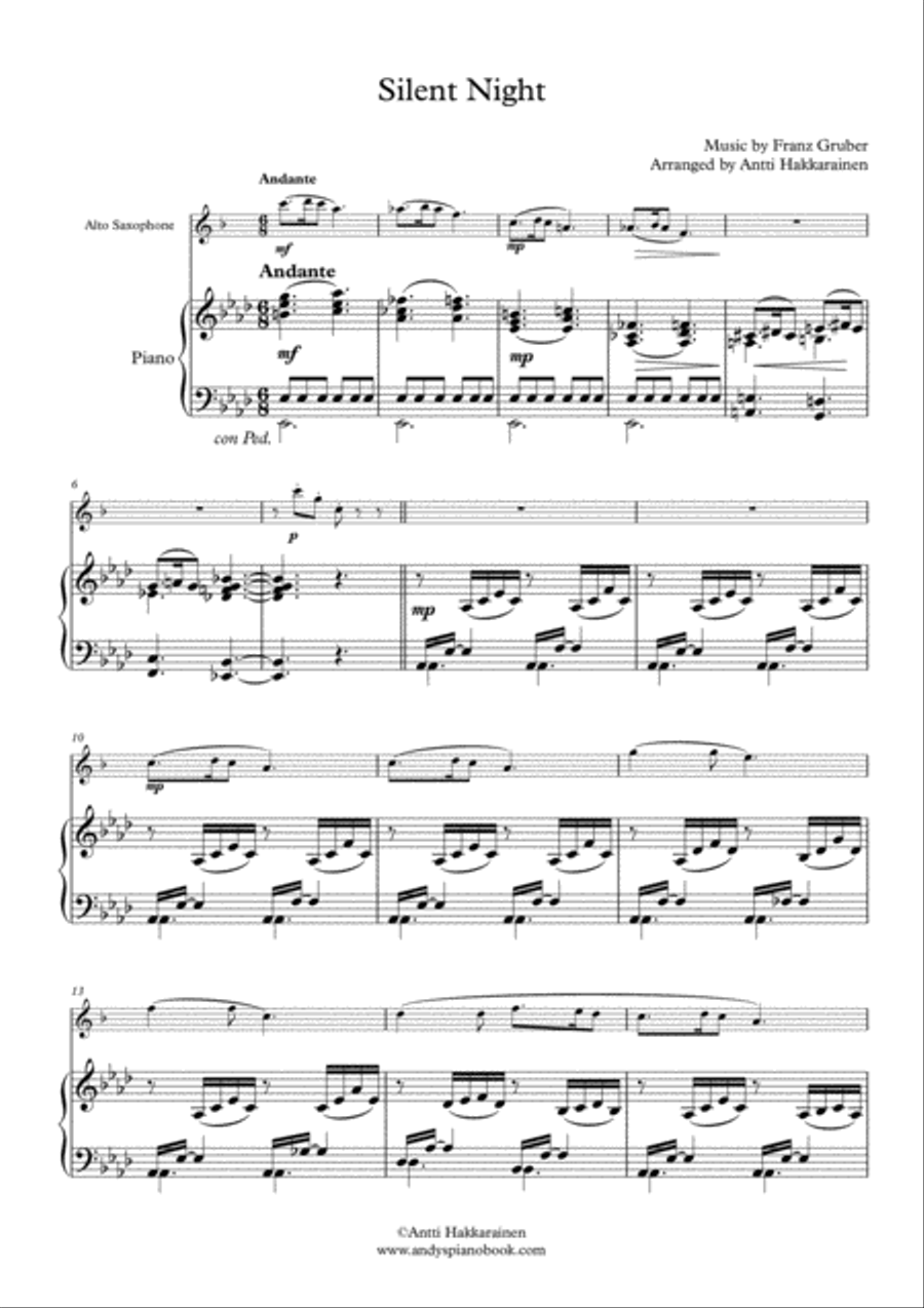 Silent Night - Alto Saxophone & Piano Alto Saxophone scores gallery preview page 2