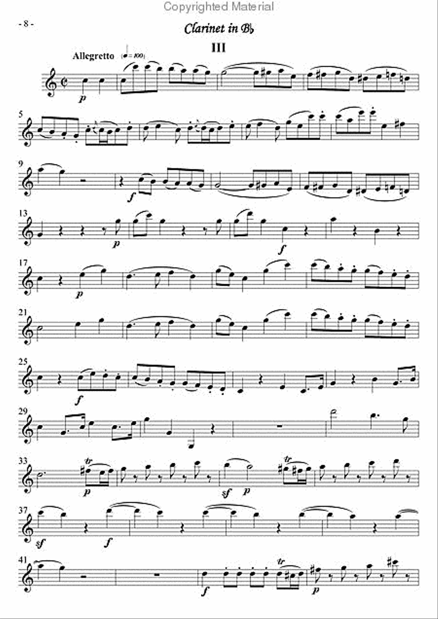 Sonata K454 Clarinet Solo scores gallery preview page 4