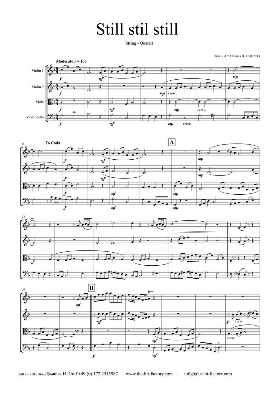 Still Still Still - Christmas song - String Quartet String Quartet scores gallery preview page 1