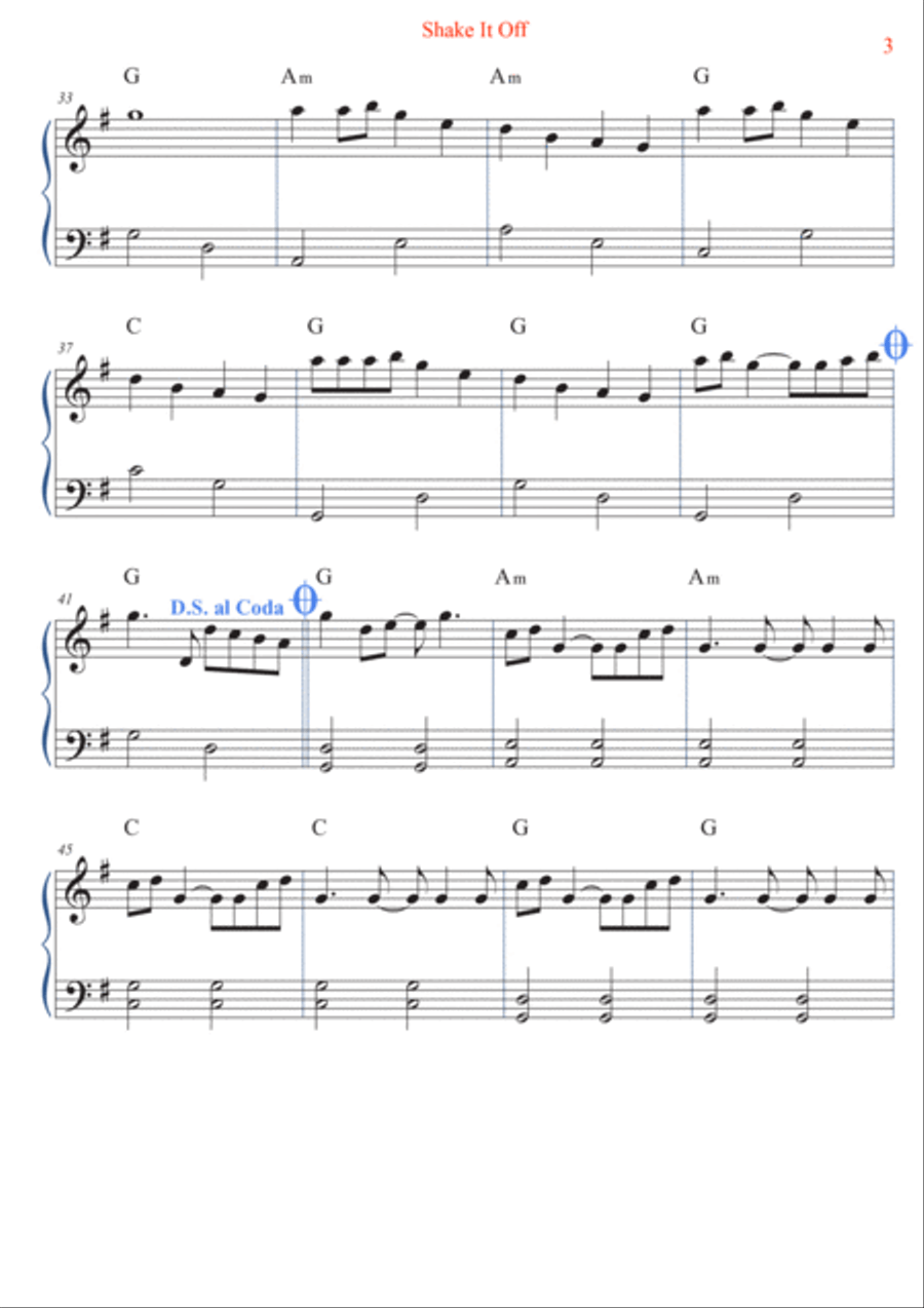 Shake It Off Easy Piano scores gallery preview page 3