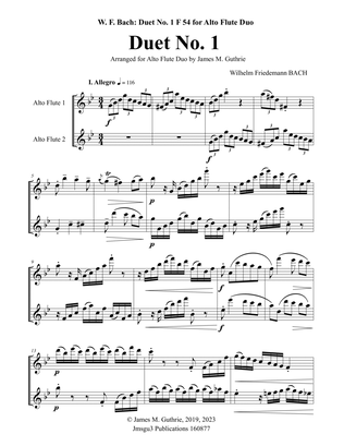 Book cover for WF Bach: Duet No. 1 for Alto Flute Duo