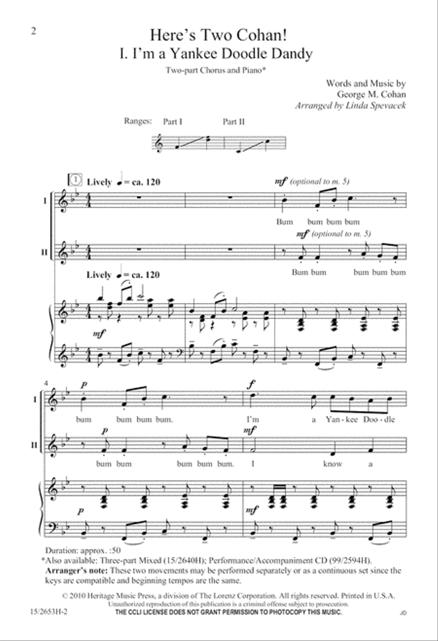 Here's Two Cohan! 2-Part scores gallery preview page 2