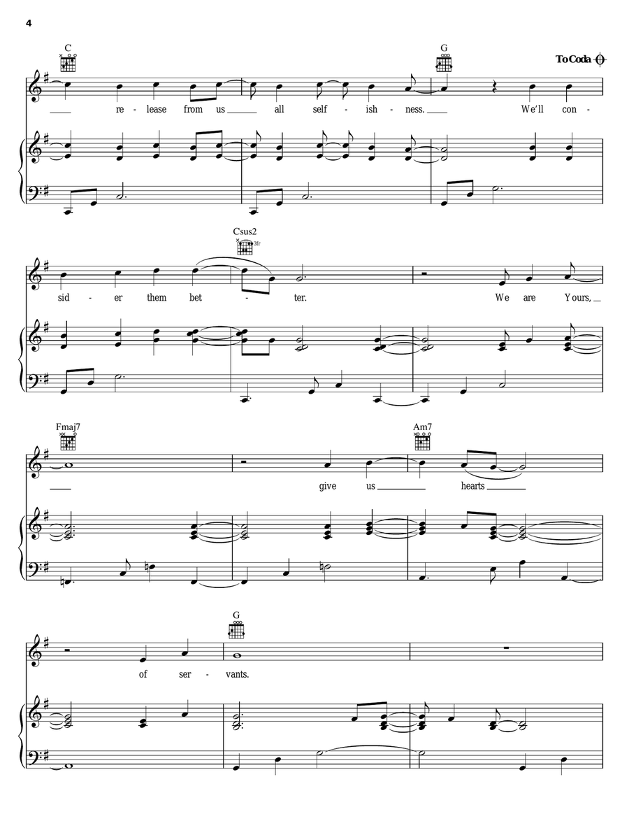 Hearts Of Servants Hearts Of Servants Piano, Vocal, Guitar scores gallery preview page 4