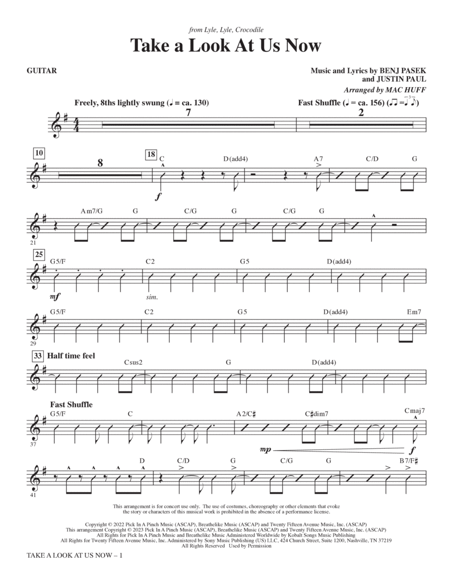 Take A Look At Us Now (from Lyle, Lyle, Crocodile) (arr. Mac Huff) - Guitar Choir scores gallery preview page 1