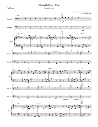 O Mio Babbino Caro (Puccini) for Bassoon Duo and Piano Accompaniment with Chords