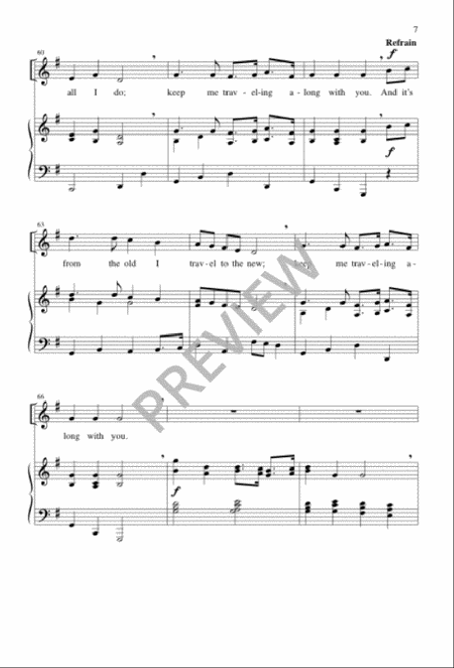 One More Step along the World I Go Unison Choir scores gallery preview page 7