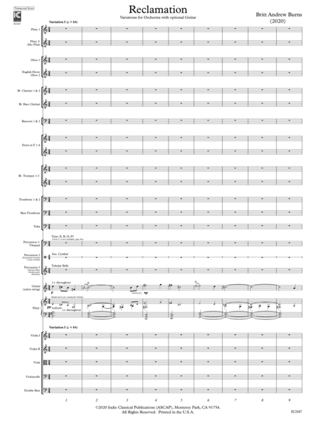 Reclamation Variations : for orchestra with optional guitar