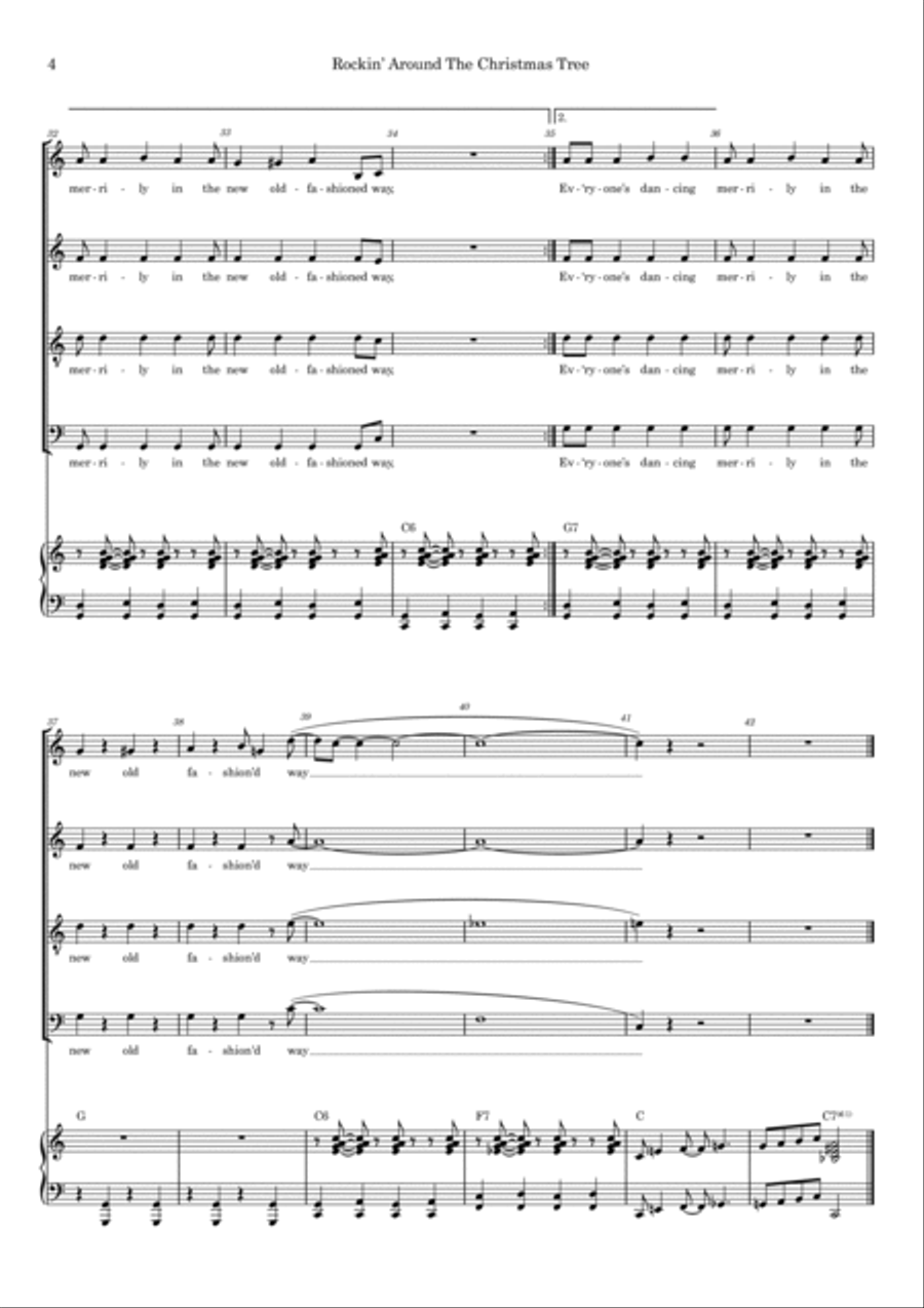Rockin' Around The Christmas Tree 4-Part scores gallery preview page 4