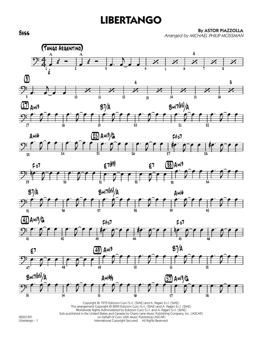 Libertango - Bass Libertango - Bass Jazz Ensemble scores gallery preview page 1