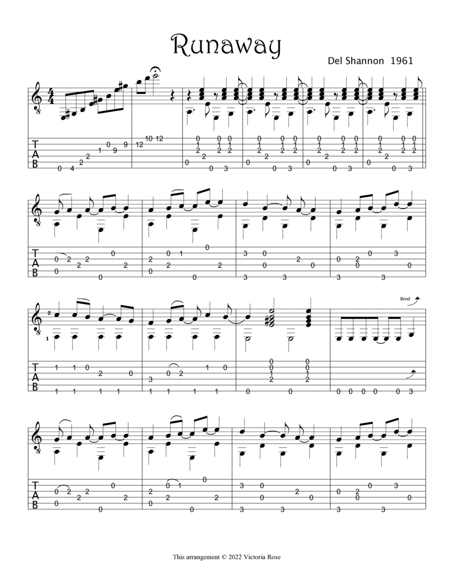 Runaway Electric Guitar scores gallery preview page 1