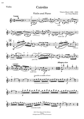 Book cover for Czardas - Violin and Piano (Individual Parts)