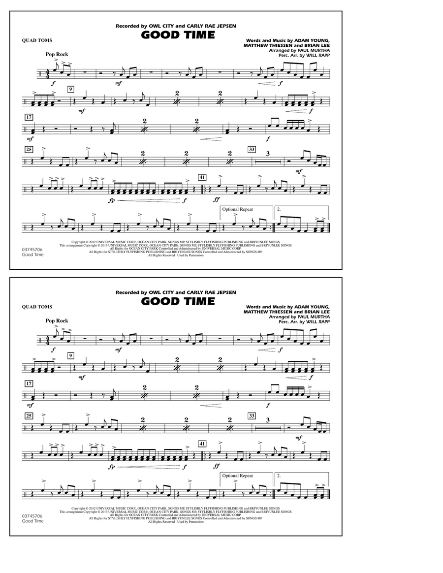 Good Time - Quad Toms Marching Band scores gallery preview page 1