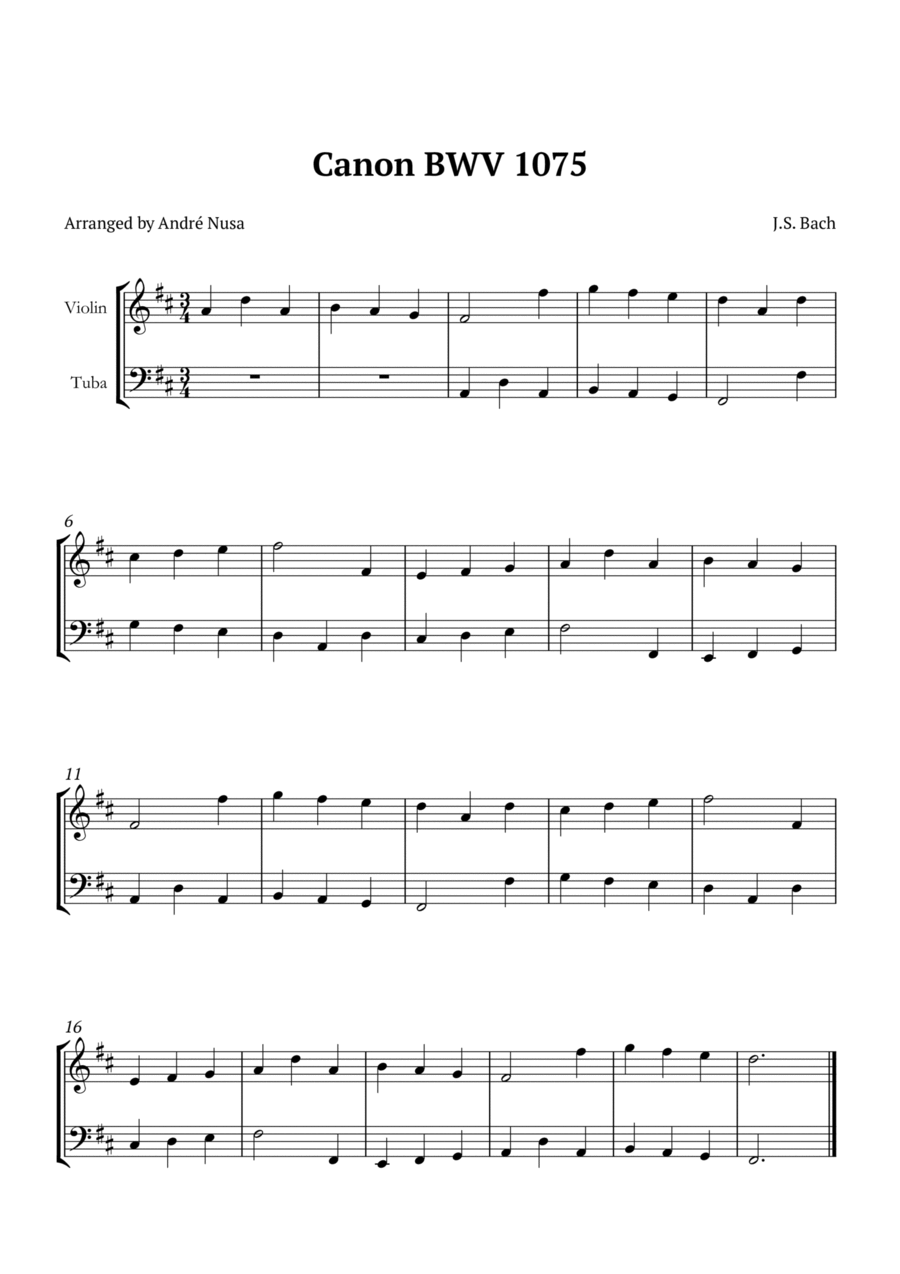 Canon BWV 1075 Tuba scores gallery preview page 1