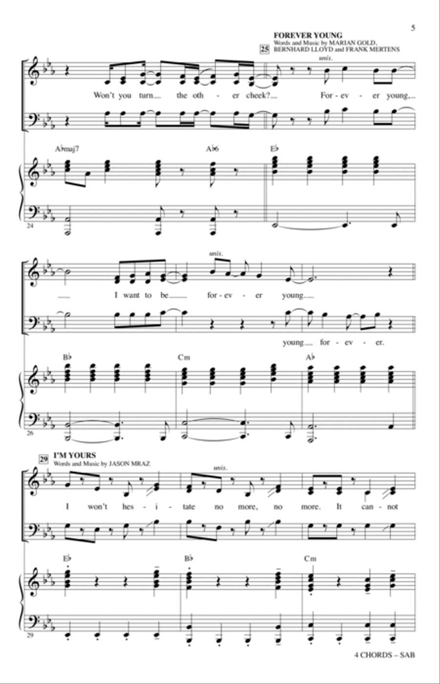 4 Chords (A Choral Medley) 3-Part scores gallery preview page 4
