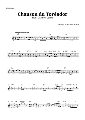 Chanson du Toreador by Bizet for Clarinet
