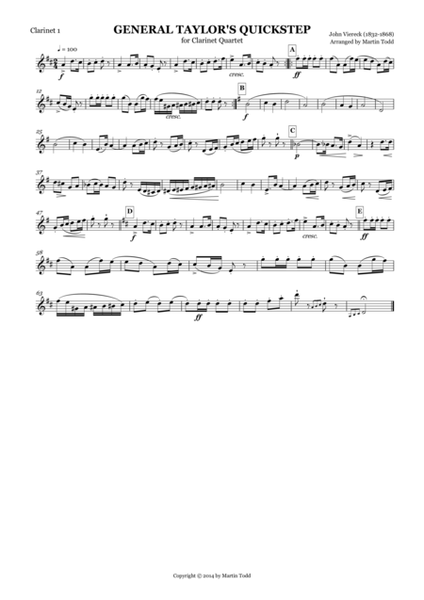 General Taylor's Quickstep for Clarinet Quartet image number null