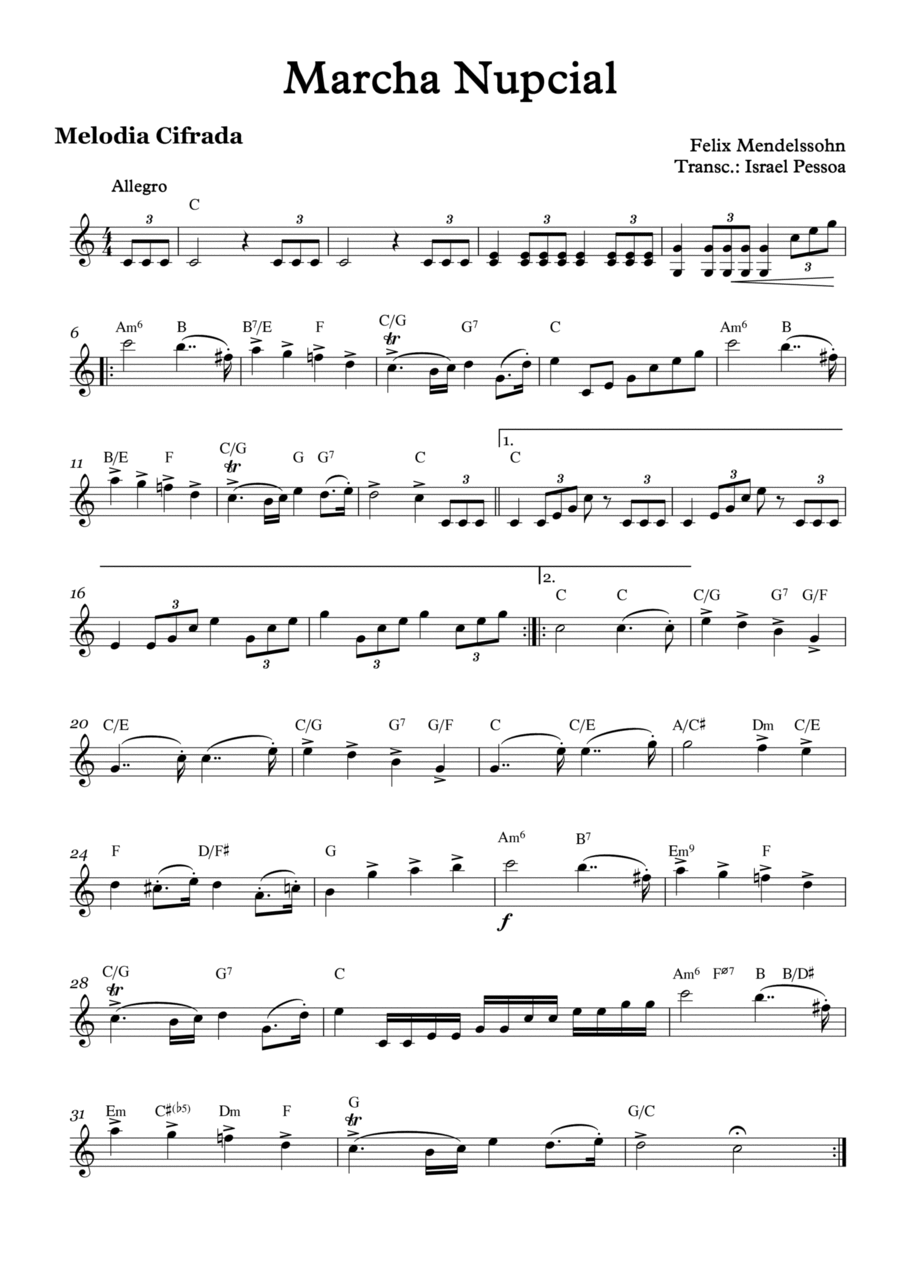 Marcha Nupcial Piano, Vocal, Guitar scores gallery preview page 1