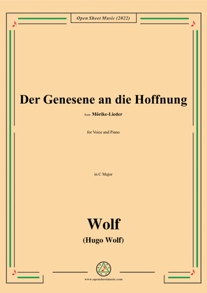 Book cover for Wolf-Der Genesene an die Hoffnung,in C Major