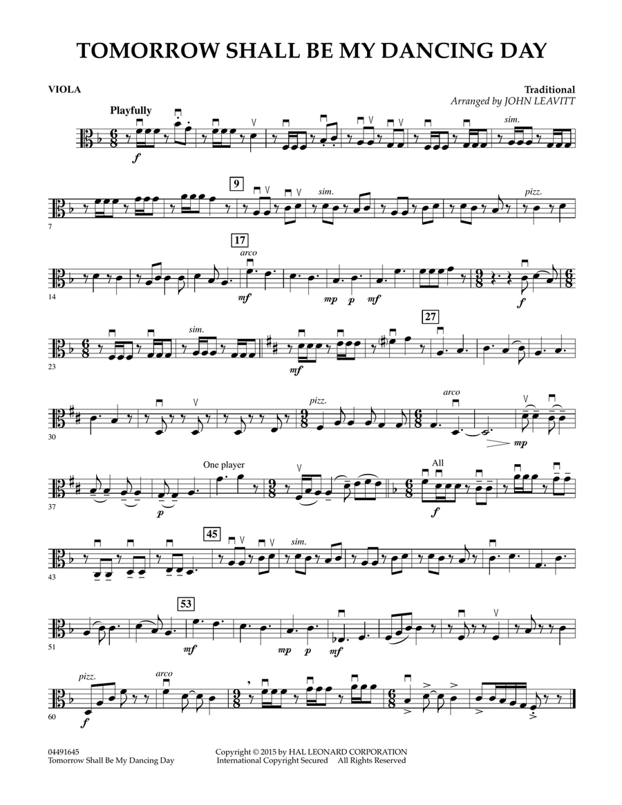 Tomorrow Shall Be My Dancing Day - Viola Orchestra scores gallery preview page 1