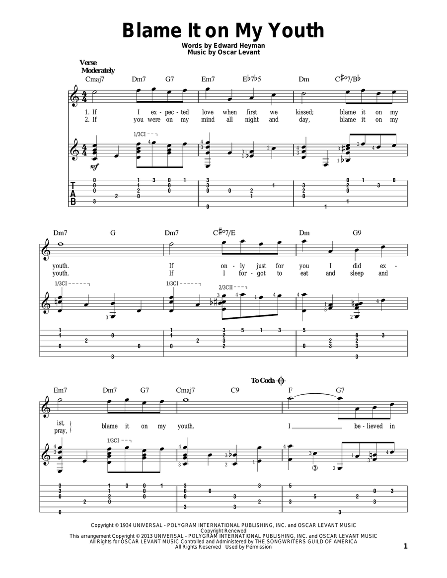 Blame It On My Youth Blame It On My Youth Electric Guitar scores gallery preview page 1