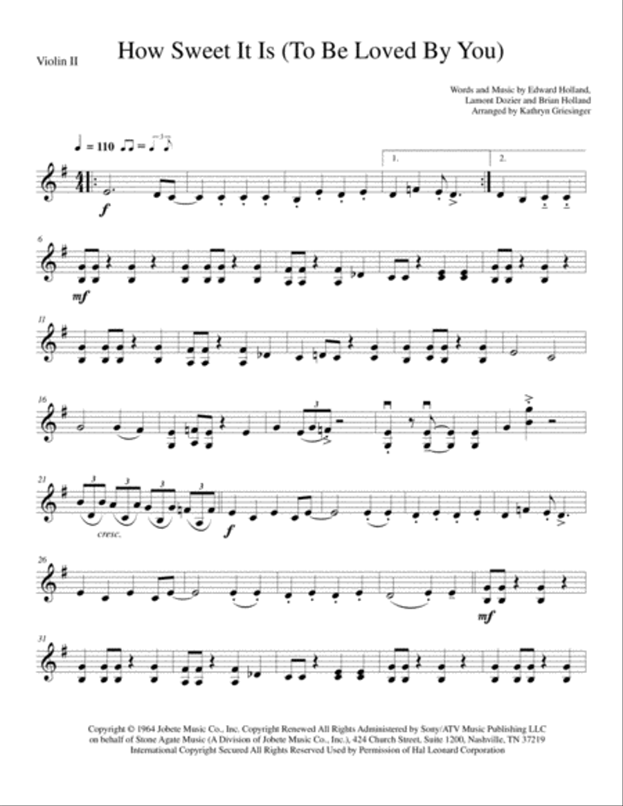 How Sweet It Is (To Be Loved By You) String Quartet scores gallery preview page 3