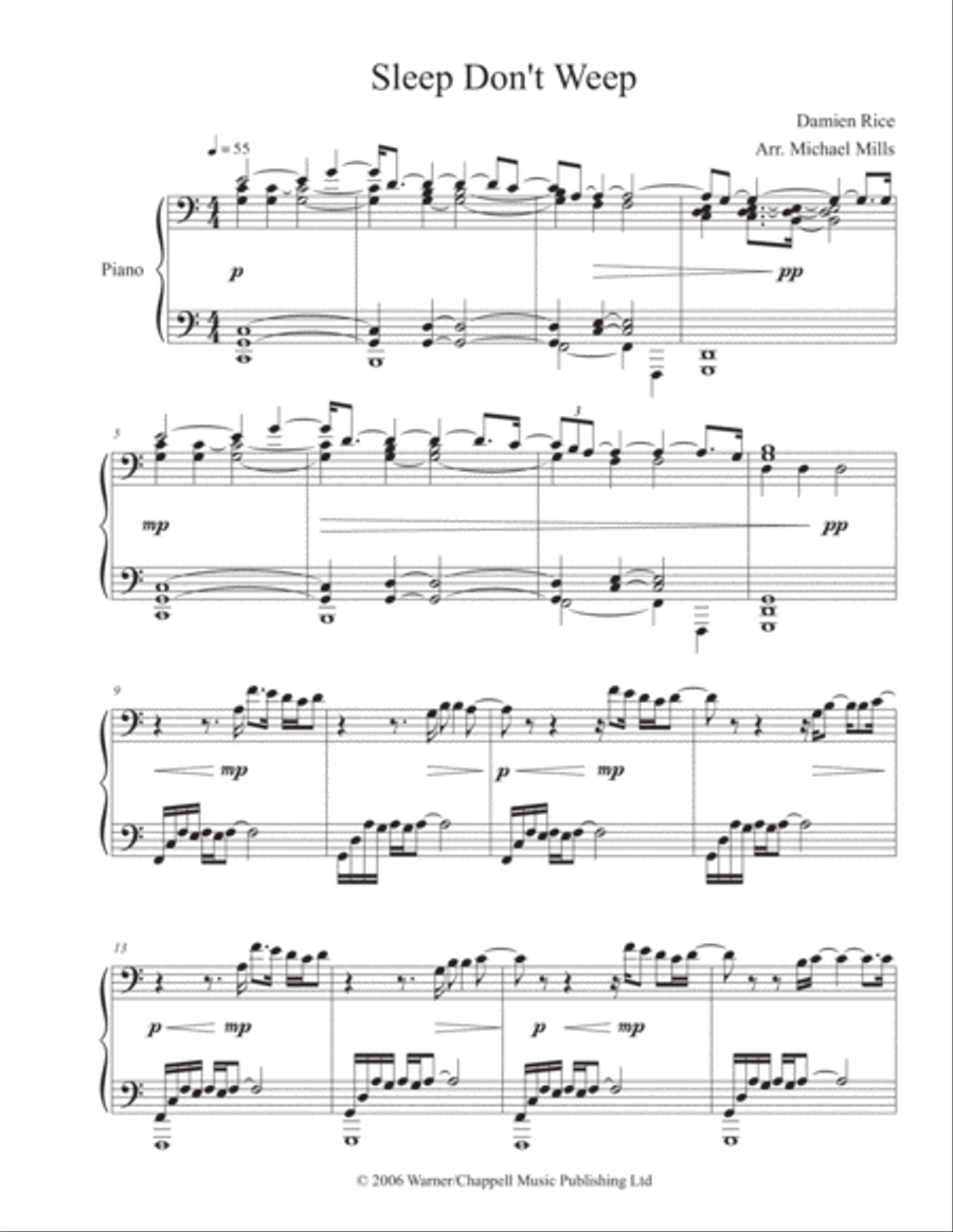 Sleep, Don't Weep Piano Solo scores gallery preview page 1