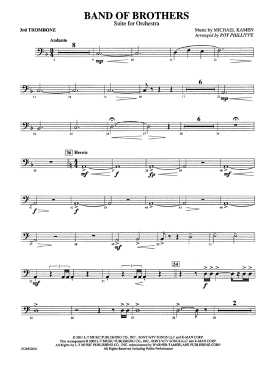 Band of Brothers: 3rd Trombone Full Orchestra scores gallery preview page 1