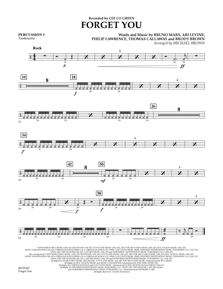 Forget You - Percussion 3 Concert Band scores gallery preview page 1