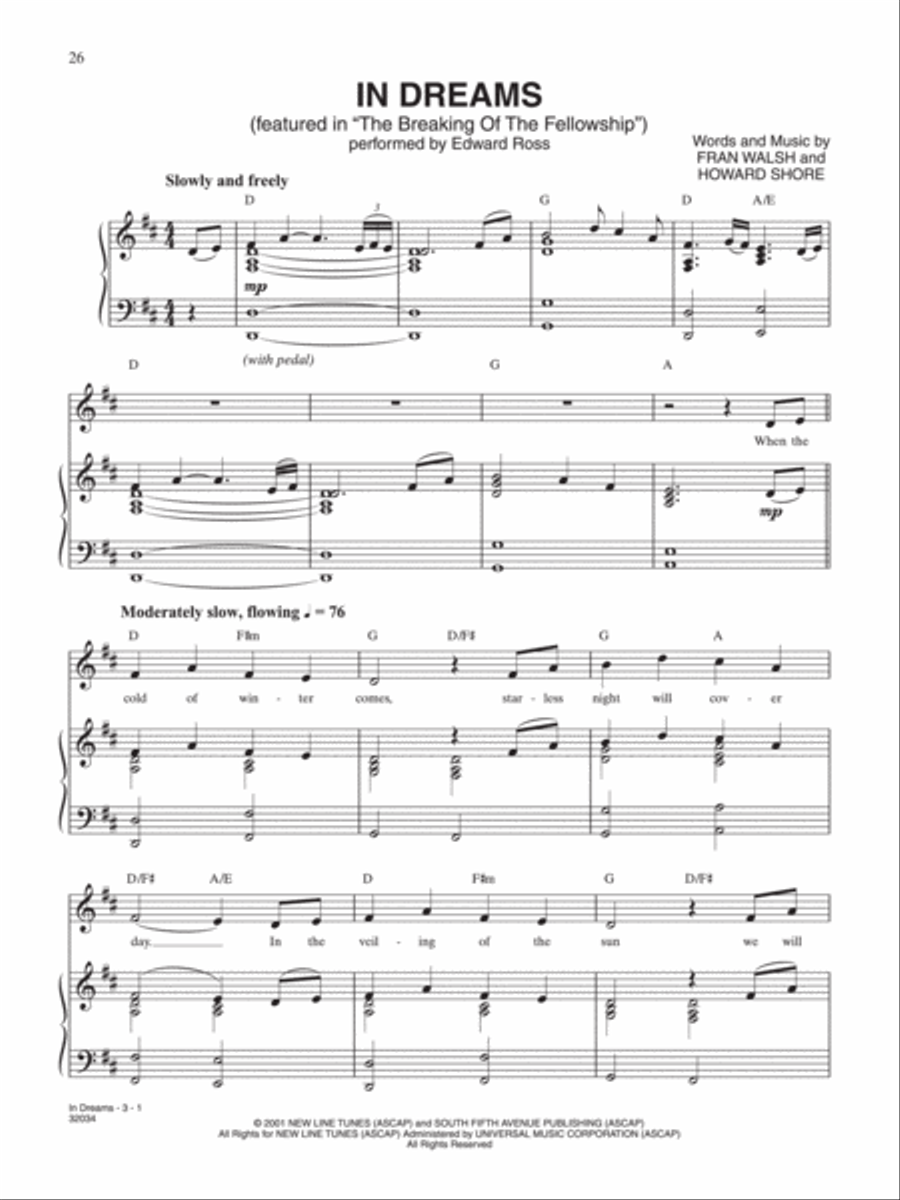 The Lord of the Rings Trilogy Piano, Vocal scores gallery preview page 2