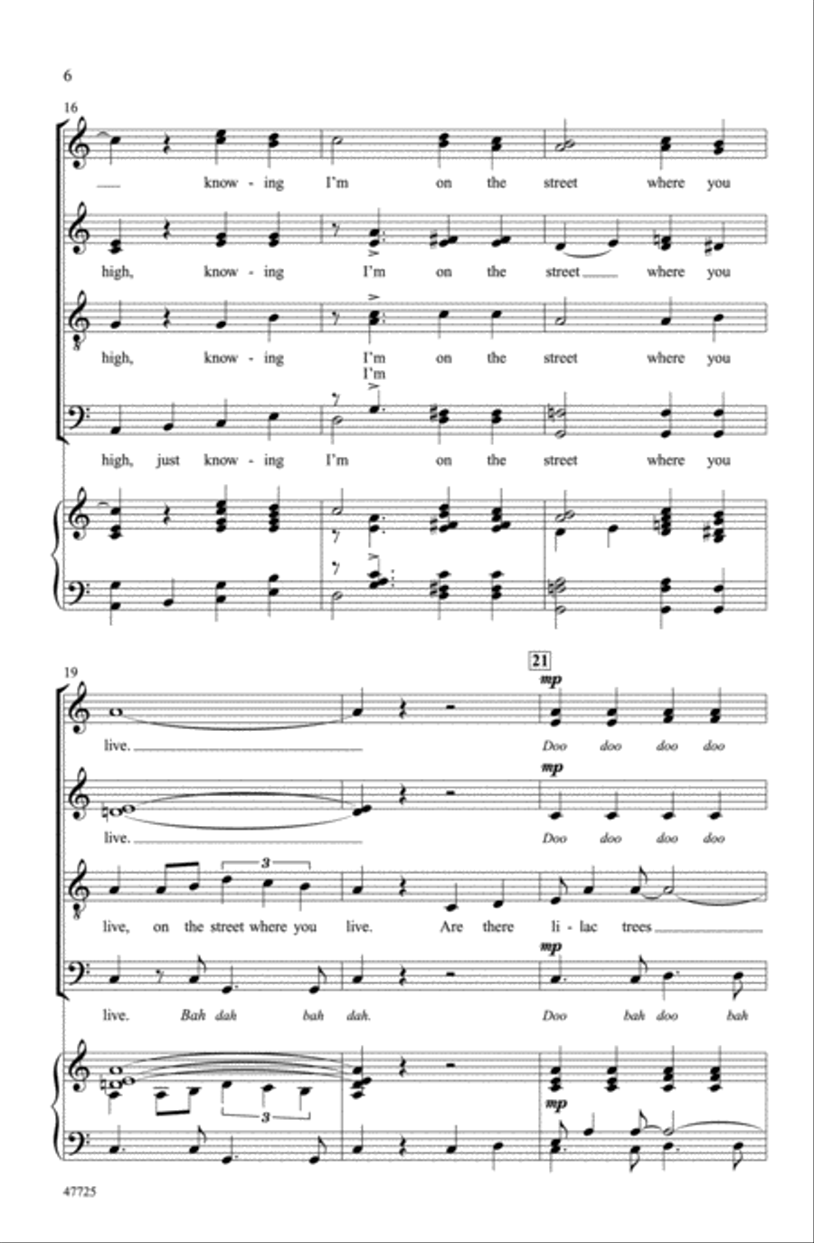 On the Street Where You Live Choir scores gallery preview page 4