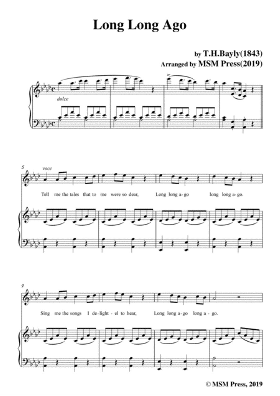 T. H. Bayly-Long Long Ago,in A flat Major,for Voice and Piano Voice Solo scores gallery preview page 3
