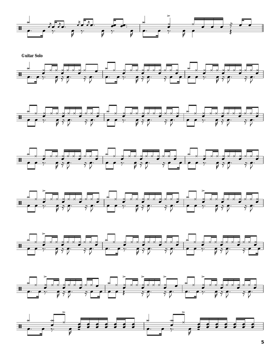 War Pigs (Interpolating Luke's Wall) Drum Set scores gallery preview page 5
