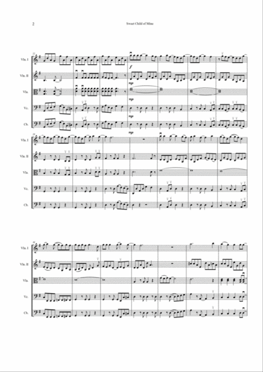 Sweet Child O' Mine Sweet Child O' Mine String Orchestra scores gallery preview page 2