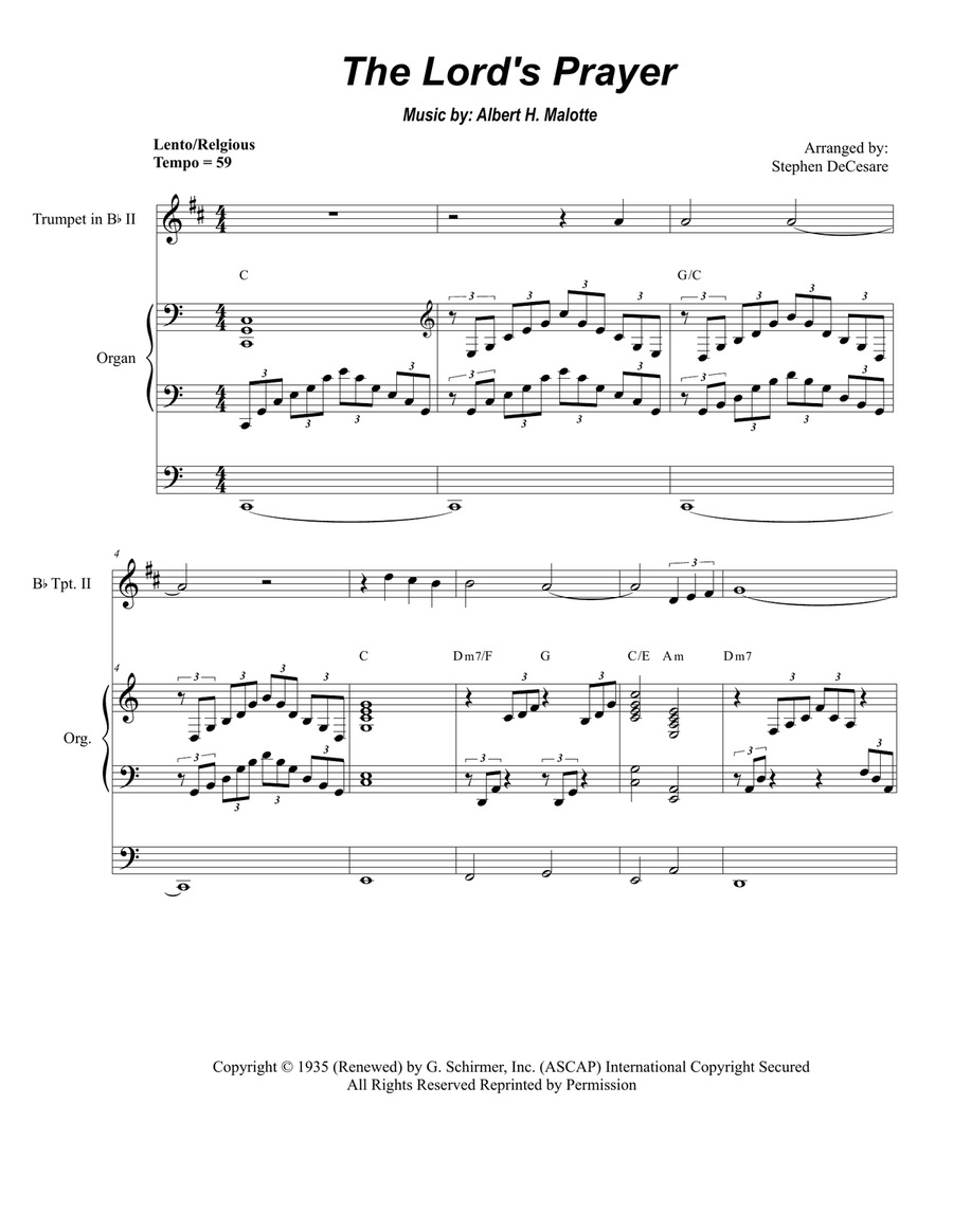 The Lord's Prayer The Lord's Prayer Trumpet Duet scores gallery preview page 1