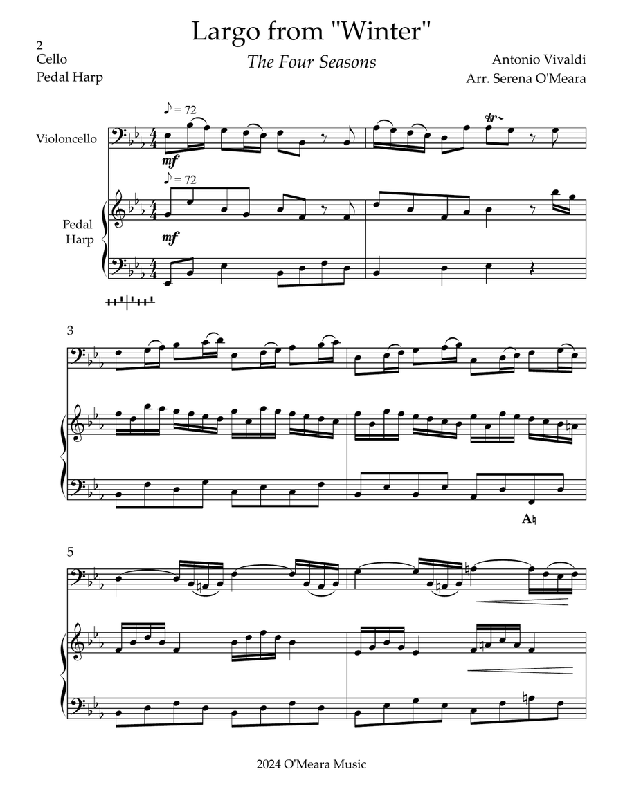 Largo from “Winter”, Duet for Cello & Pedal Harp